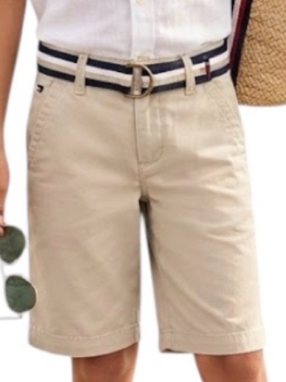 TOMMY HILFIGER Boys Preppy Resortwear Chino Golf Shorts Beige Size 12